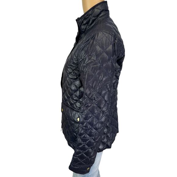 J. Crew Shiny Downtown Quilted Field Puffer Jacket Navy Blue C8548 Size S - Picture 9 of 16